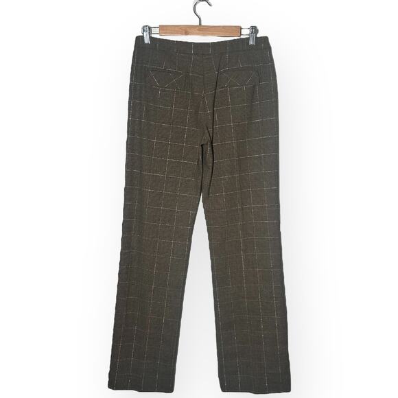 Vintage BCBGMAXAZRIA Wool Blend Metallic Gold Check Dress Pants Straight Leg - Picture 7 of 11